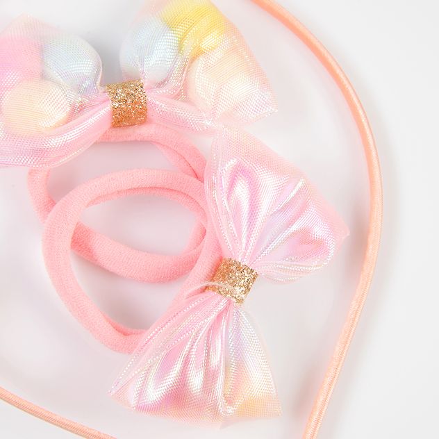 Set 3 accesorii pentru  par roz