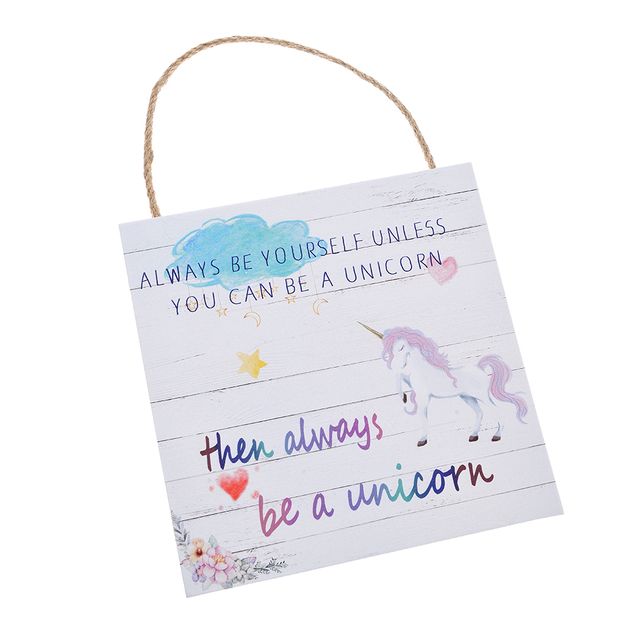 Tablou din lemn cu unicorn