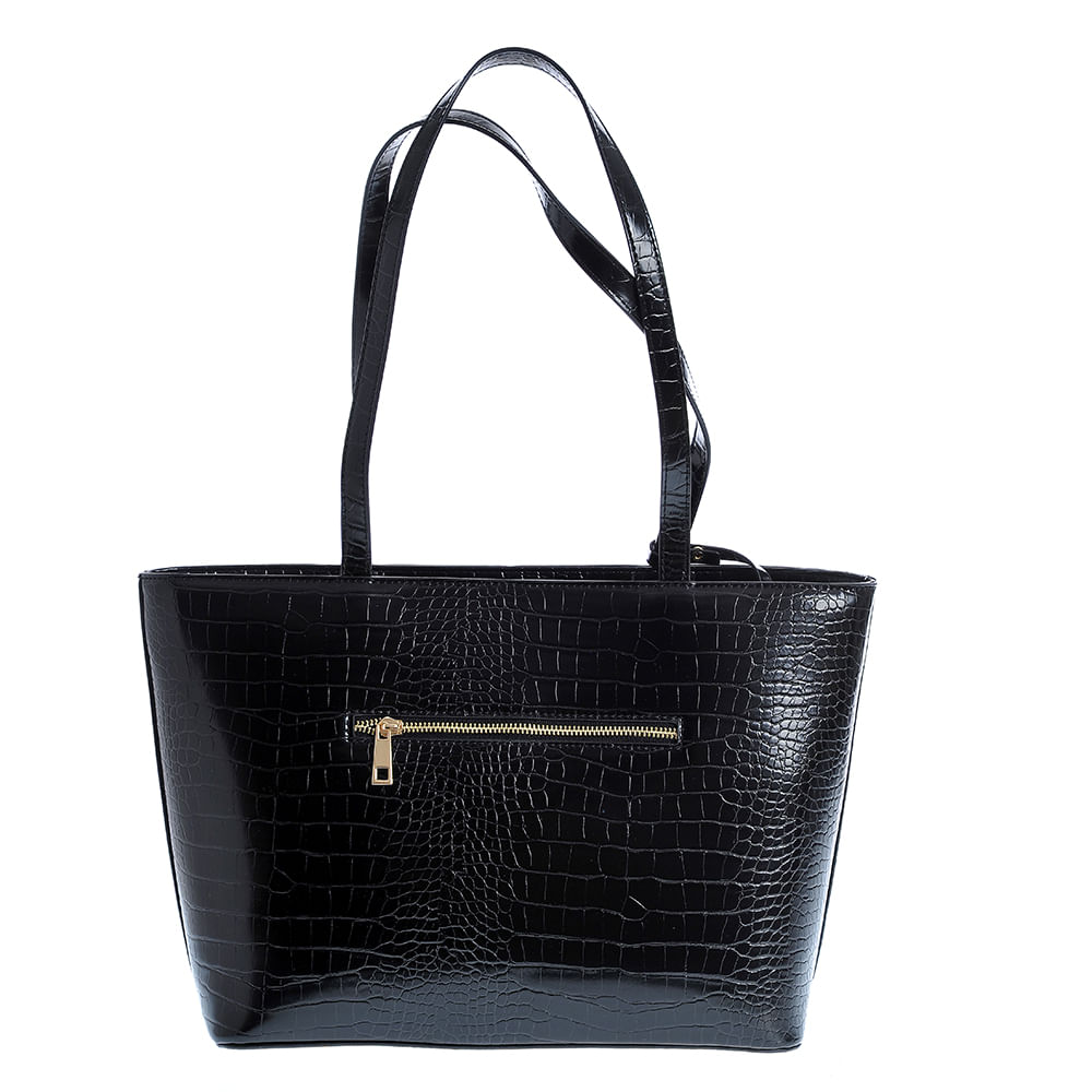 Geanta shopper neagra cu portofel detasabil - 2 | YEO