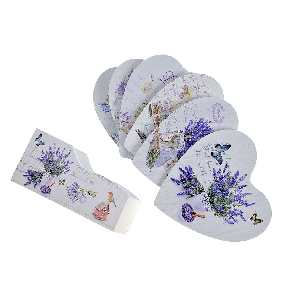 Set 6 suporturi pentru pahare cu lavanda 10 cm - 1 | YEO