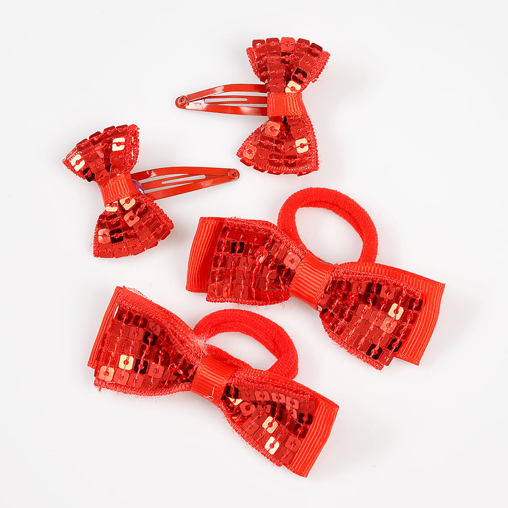 Set accesorii par cu funde rosii - 1 | YEO