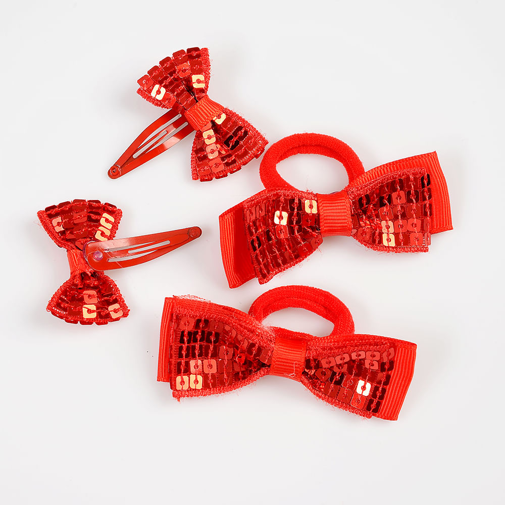 Set accesorii par cu funde rosii - 3 | YEO