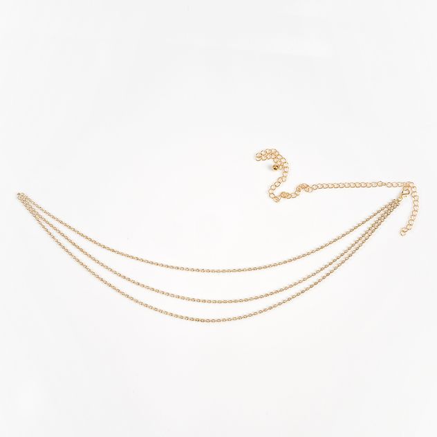 Curea aurie din lanturi cu pietre stralucitoare