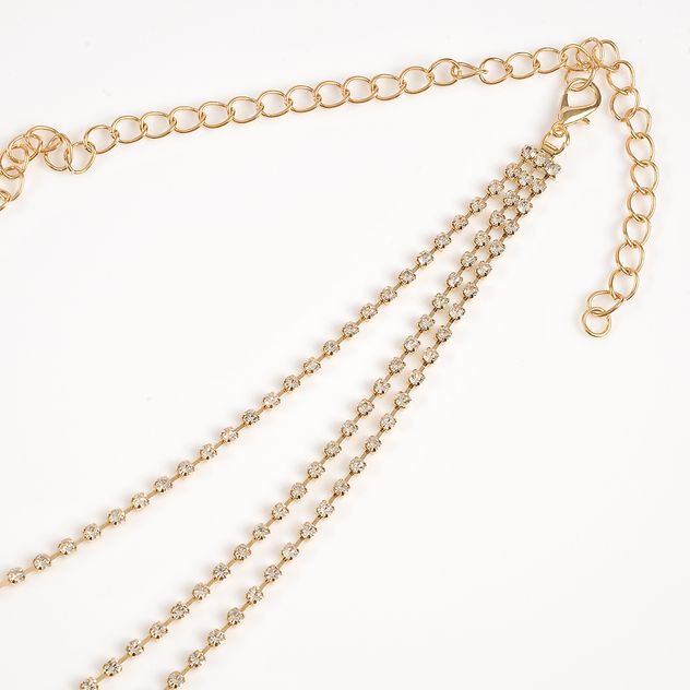 Curea aurie din lanturi cu pietre stralucitoare