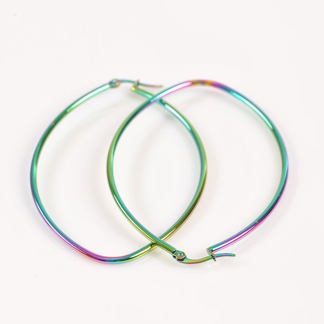 Cercei hoop multicolori din otel