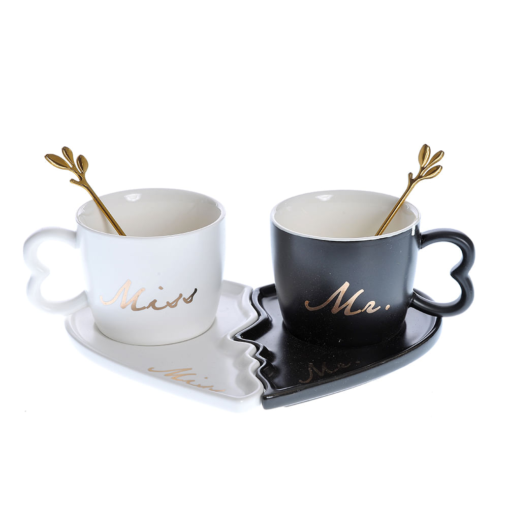 Set 2 cani din ceramica Miss&Mr