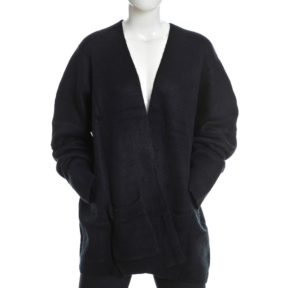 Cardigan negru cu buzunare