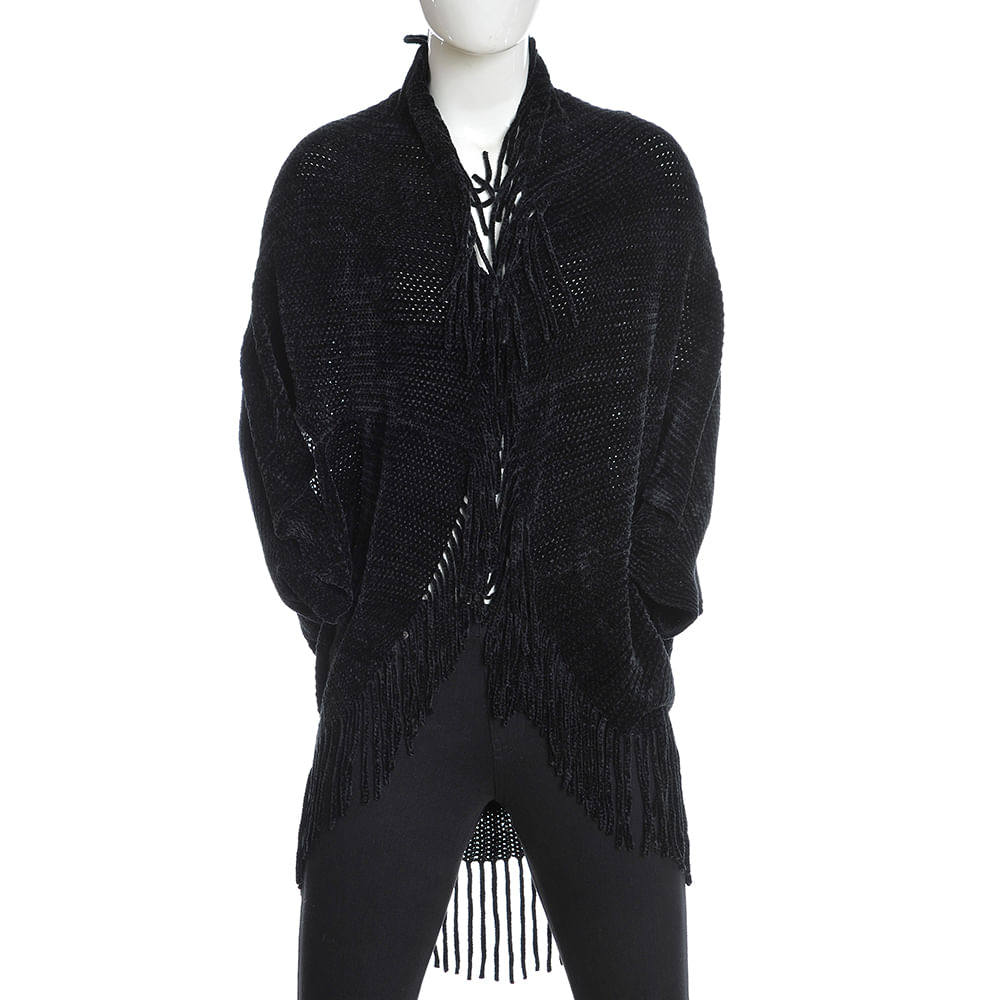 Cardigan negru cu franjuri