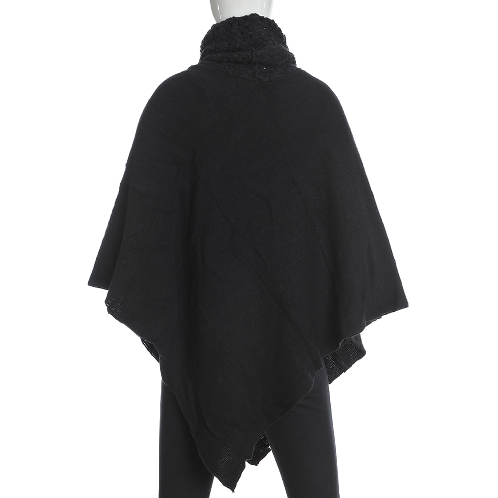 Poncho negru cu perle si guler - 2 | YEO