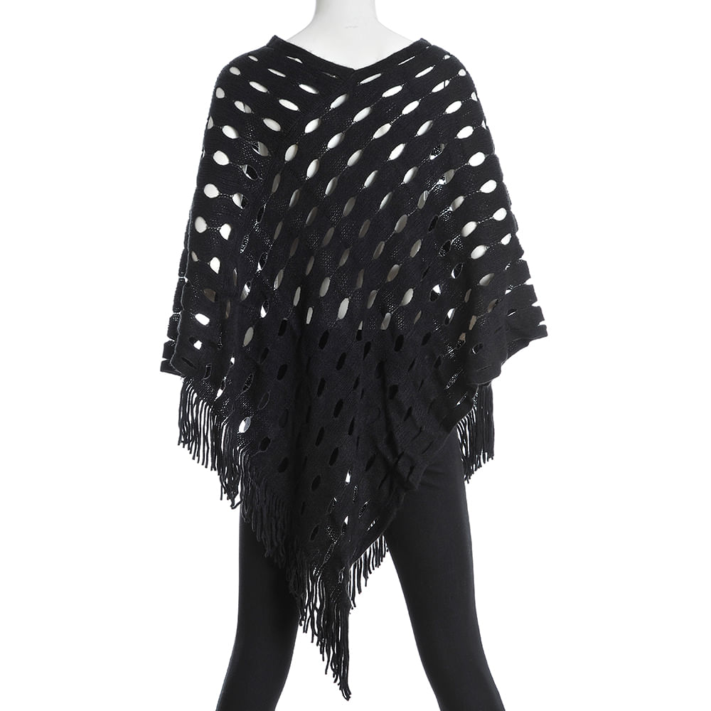 Poncho negru perforat - 2 | YEO