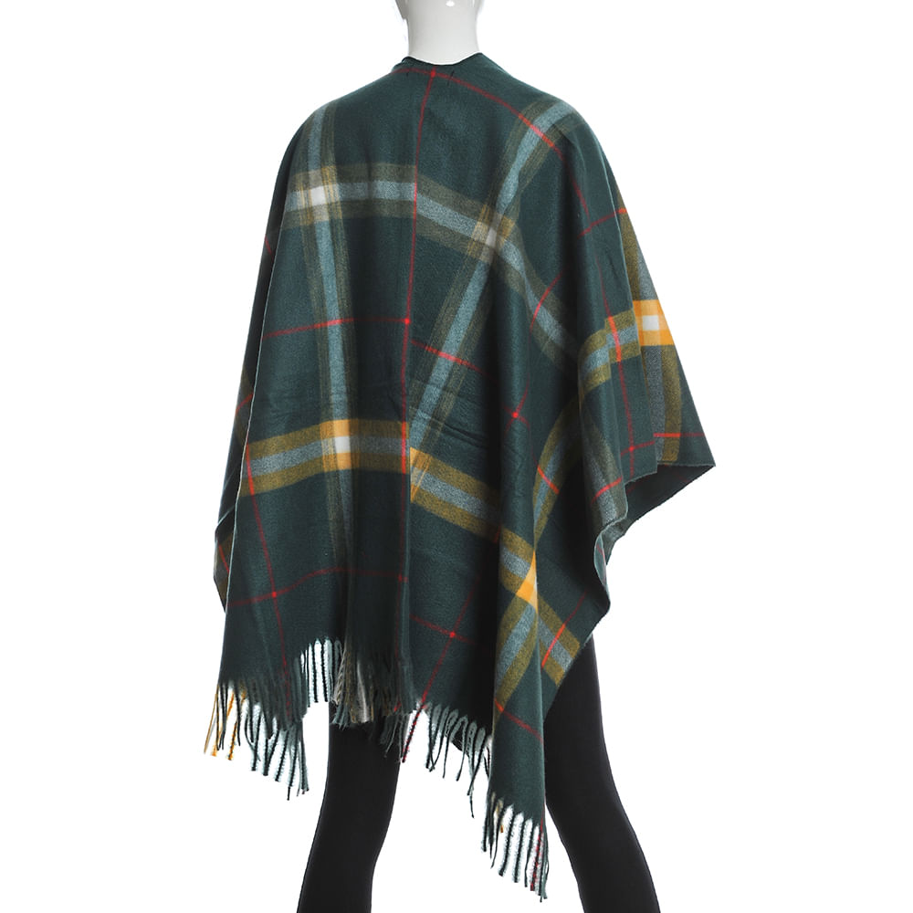 Poncho verde in carouri - 2 | YEO