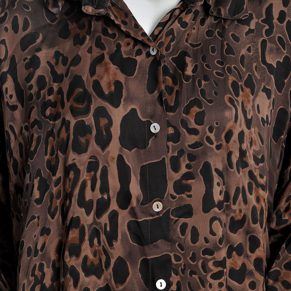 Camasa din vascoza cu model animal print - 1 | YEO