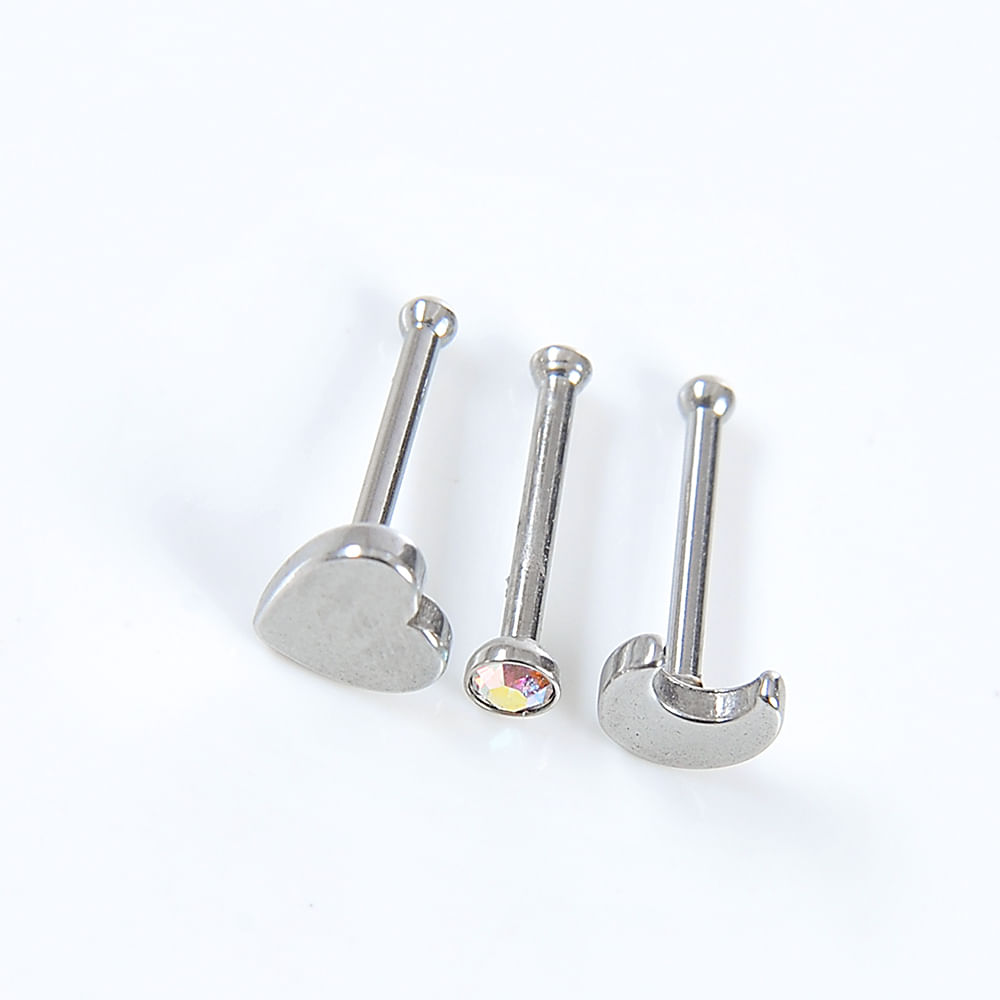 Set 3 piercing inima si luna - 1 | YEO