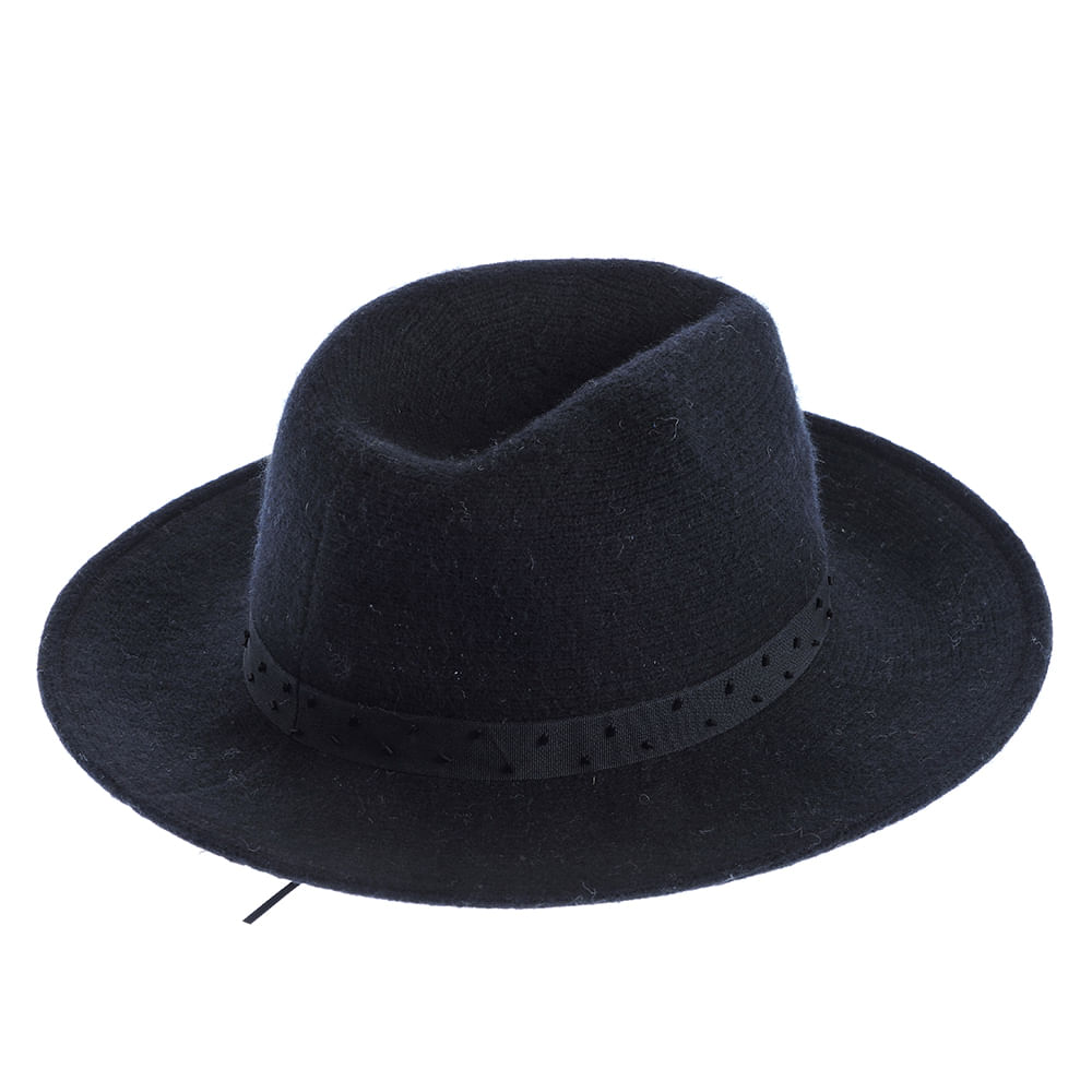 Palarie fedora neagra din lana - 4 | YEO