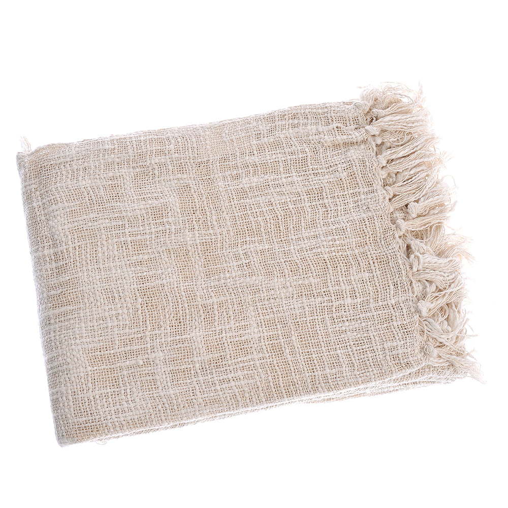 Patura bej cu franjuri 130x170 cm - 2 | YEO