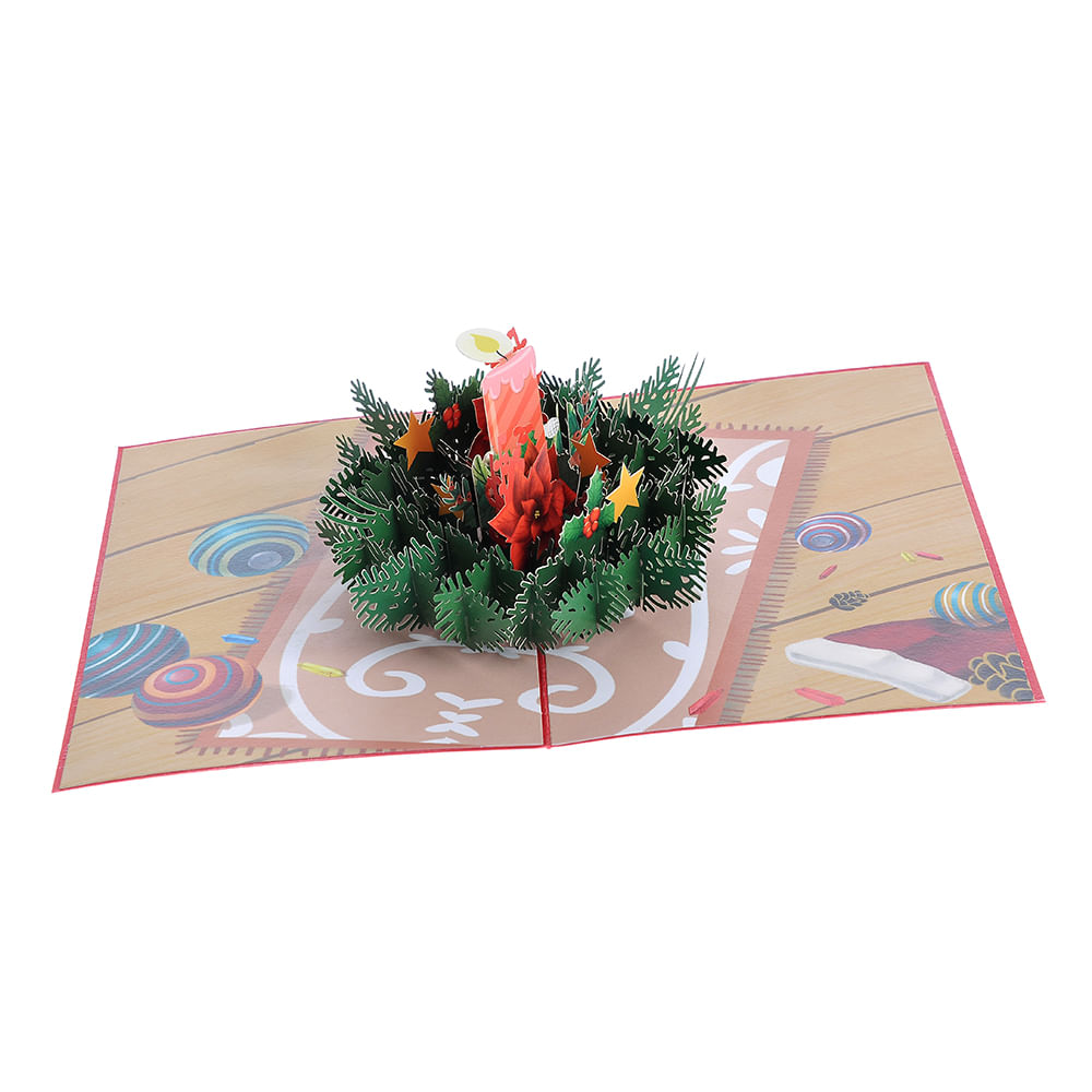 Felicitare 3D lumanare de Craciun 18 cm - 2 | YEO