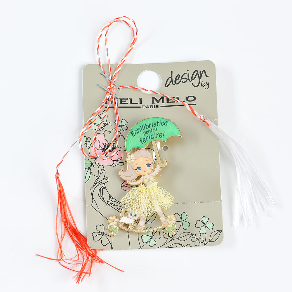 Brosa martisor fetita cu umbrela - 1 | YEO