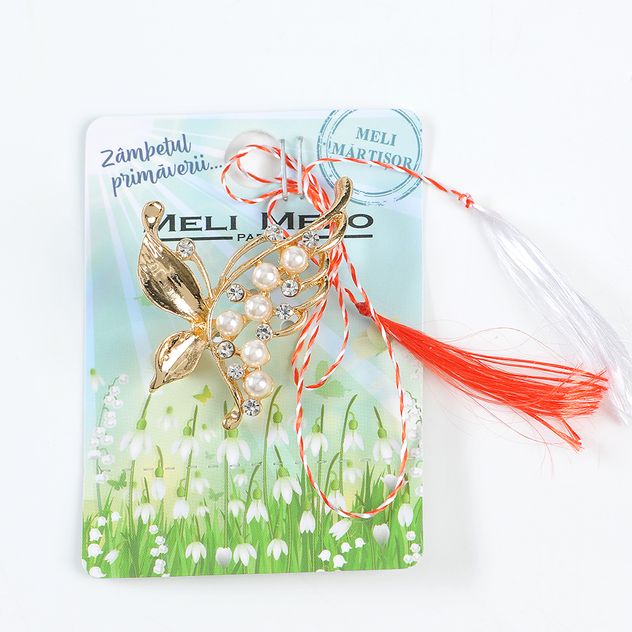 Brosa martisor fluture auriu