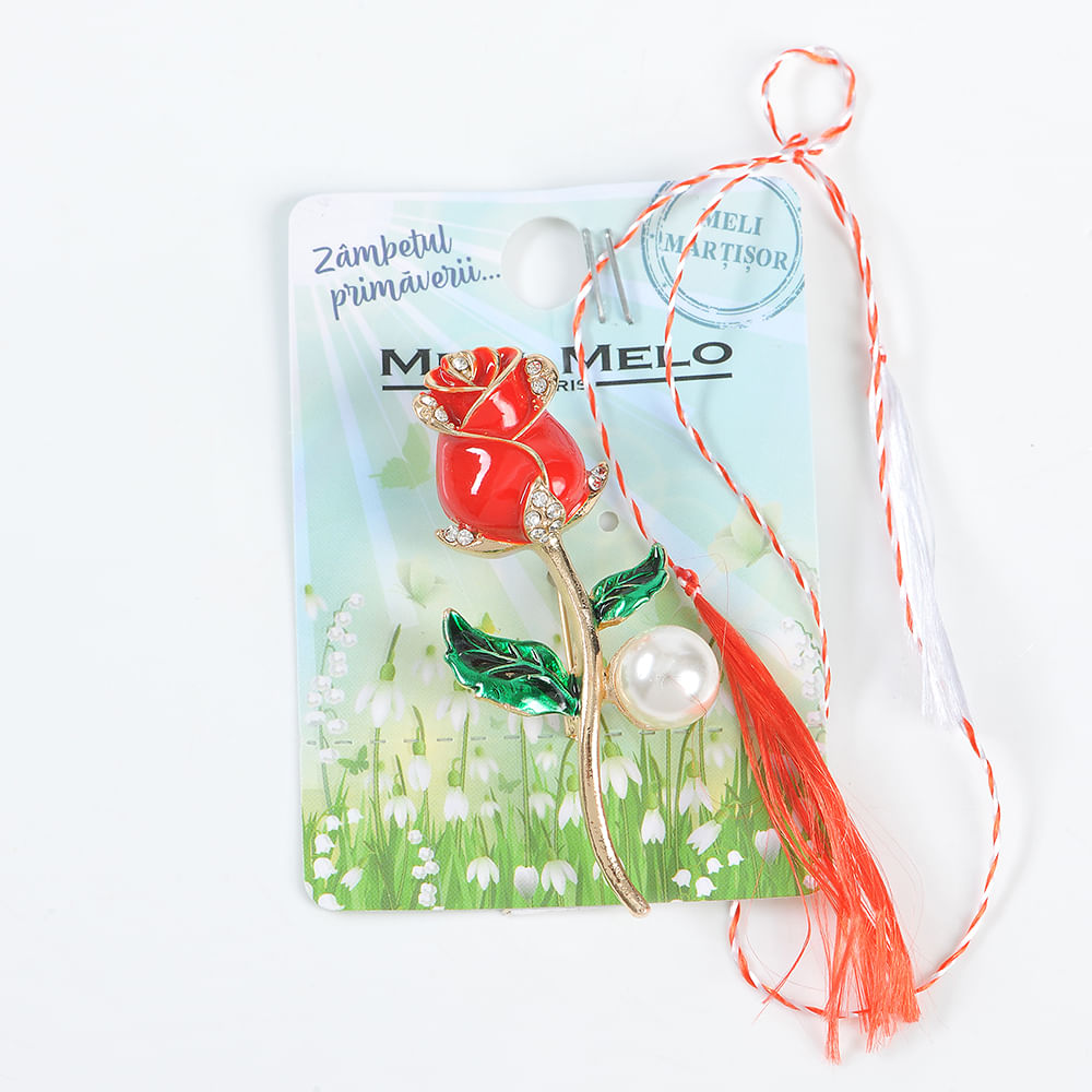 Brosa martisor trandafir rosu - 1 | YEO