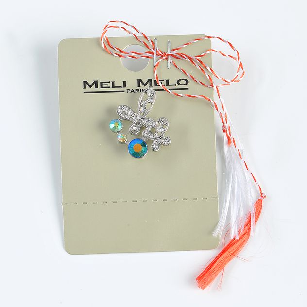 Brosa martisor doi fluturi argintii