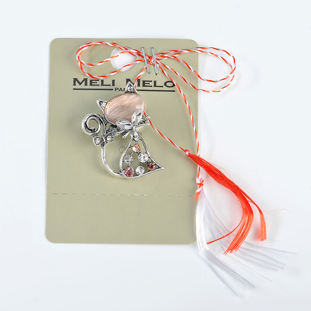 Brosa martisor pisica argintie - 3 | YEO