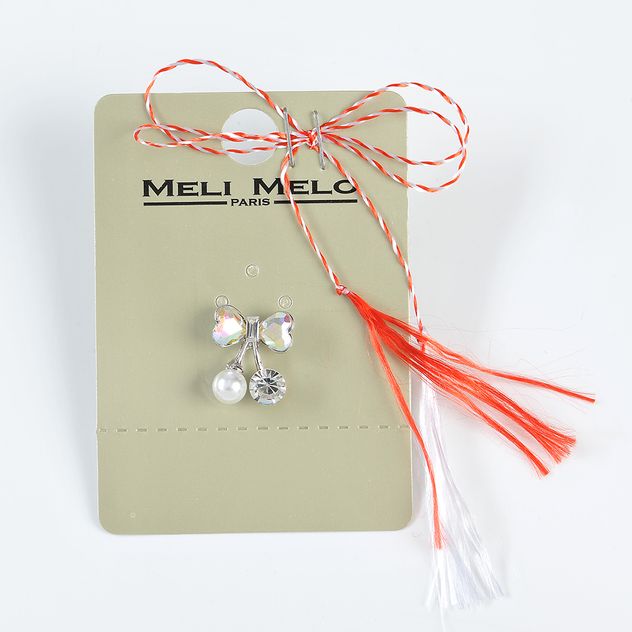 Brosa martisor fundita cu perle si pietre