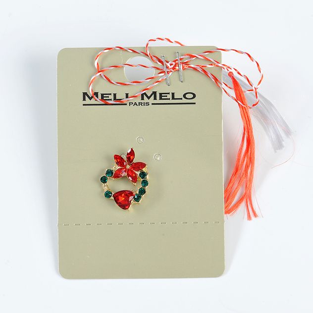 Brosa martisor floare rosie cu inima