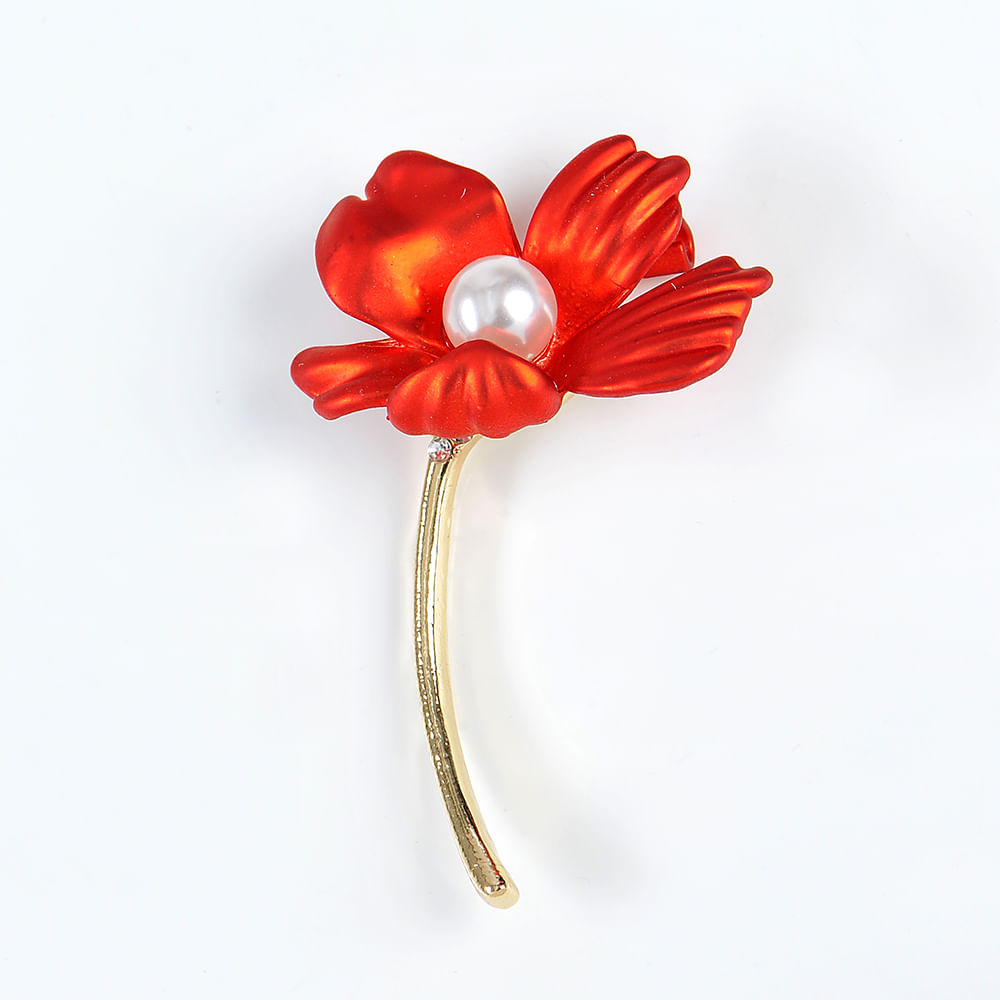 Brosa martisor floare rosie