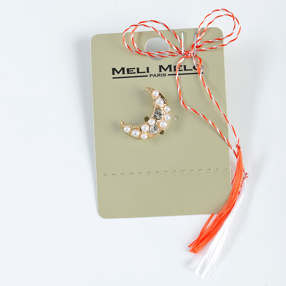 Brosa martisor semiluna cu perle albe - 3 | YEO