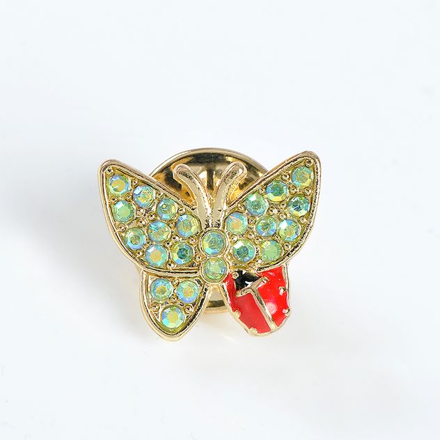 Brosa martisor fluture cu pietre verzi