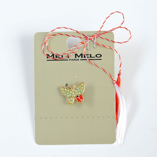 Brosa martisor fluture cu pietre verzi