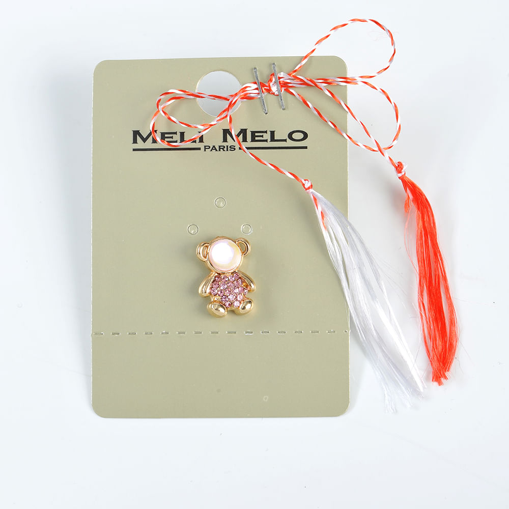 Brosa martisor ursulet cu pietre roz - 3 | YEO