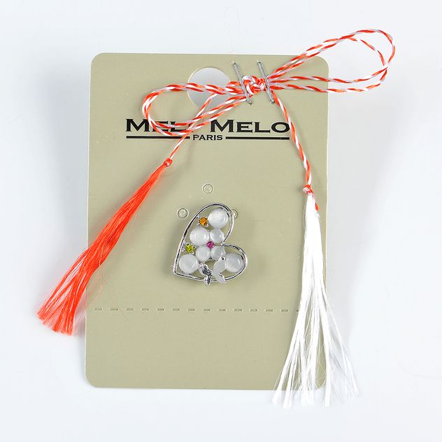 Brosa martisor inima argintie