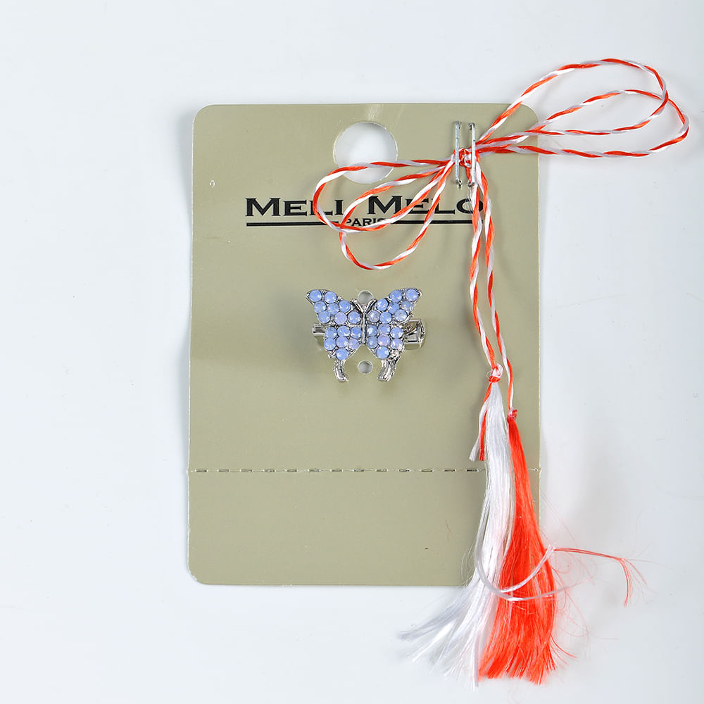 Brosa martisor fluture cu pietre bleu - 3 | YEO