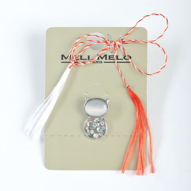 Brosa martisor pisica cu pietre acrilice