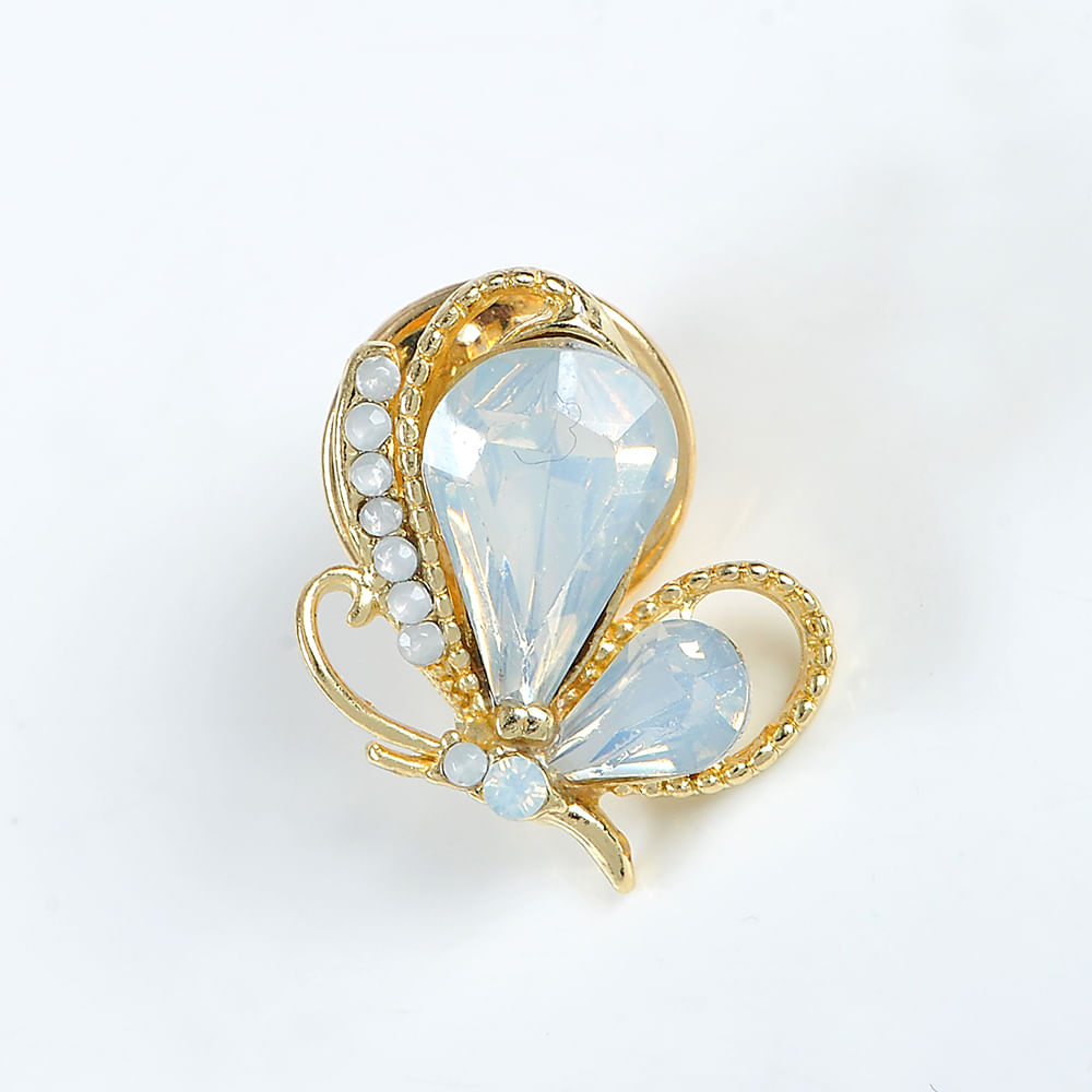 Brosa martisor fluture auriu cu pietre bleu
