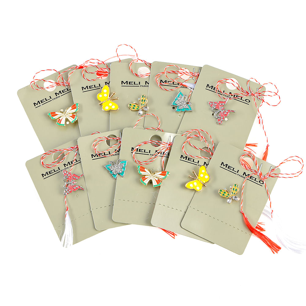 Set 10 brose martisor cu fluturi colorati - 4 | YEO