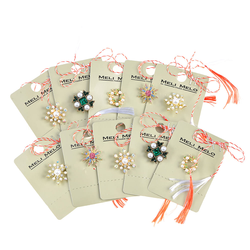 Set 10 brose martisor cu perle si pietre acrilice - 4 | YEO