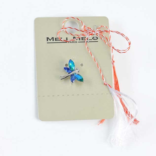 Brosa martisor fluturas cu aripi albastre