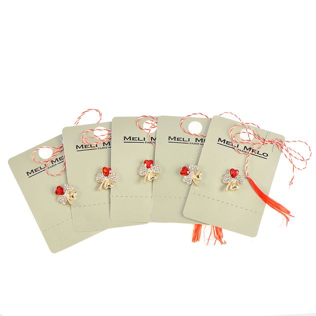 Set 5 brose martisor trifoi cu piatra rosie