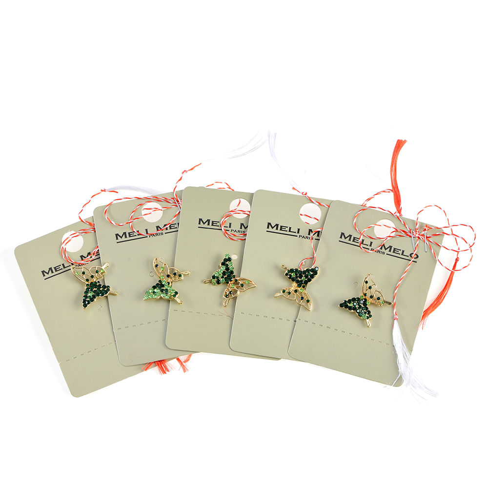 Set 5 brose martisor fluture cu pietre verzi - 4 | YEO