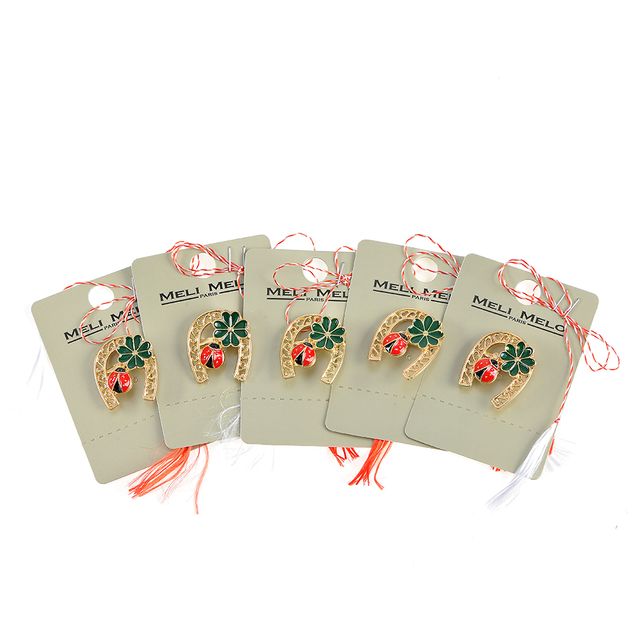 Set 5 brose martisor cu potcoava si buburuza