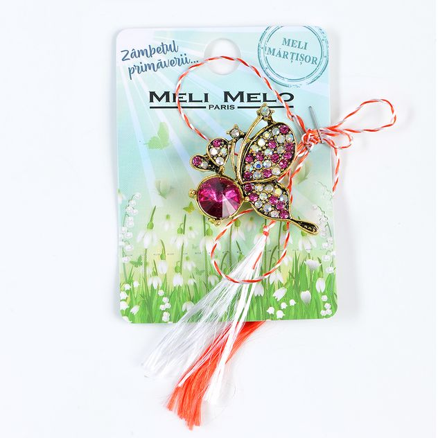 Brosa martisor fluture fucsia