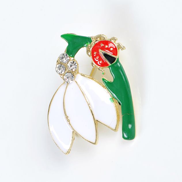 Brosa martisor ghiocel cu buburuza