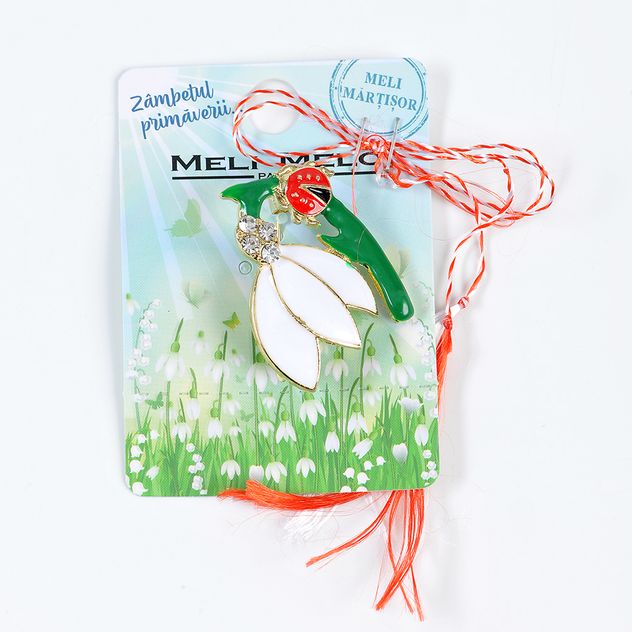 Brosa martisor ghiocel cu buburuza