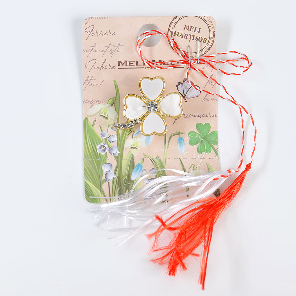 Brosa martisor trifoi alb - 3 | YEO