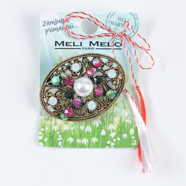 Brosa martisor eleganta cu pietre multicolore