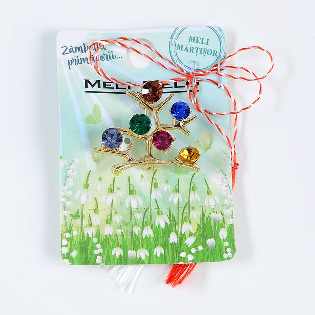 Brosa martisor cu pietre multicolore