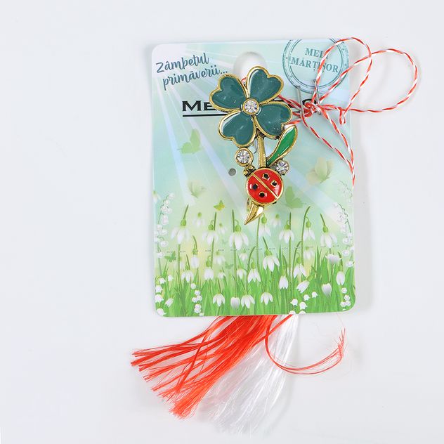 Brosa martisor trifoi cu buburuza