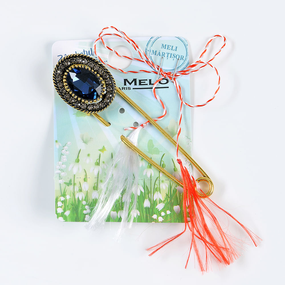 Brosa martisor tip ac cu piatra bleumarin - 3 | YEO